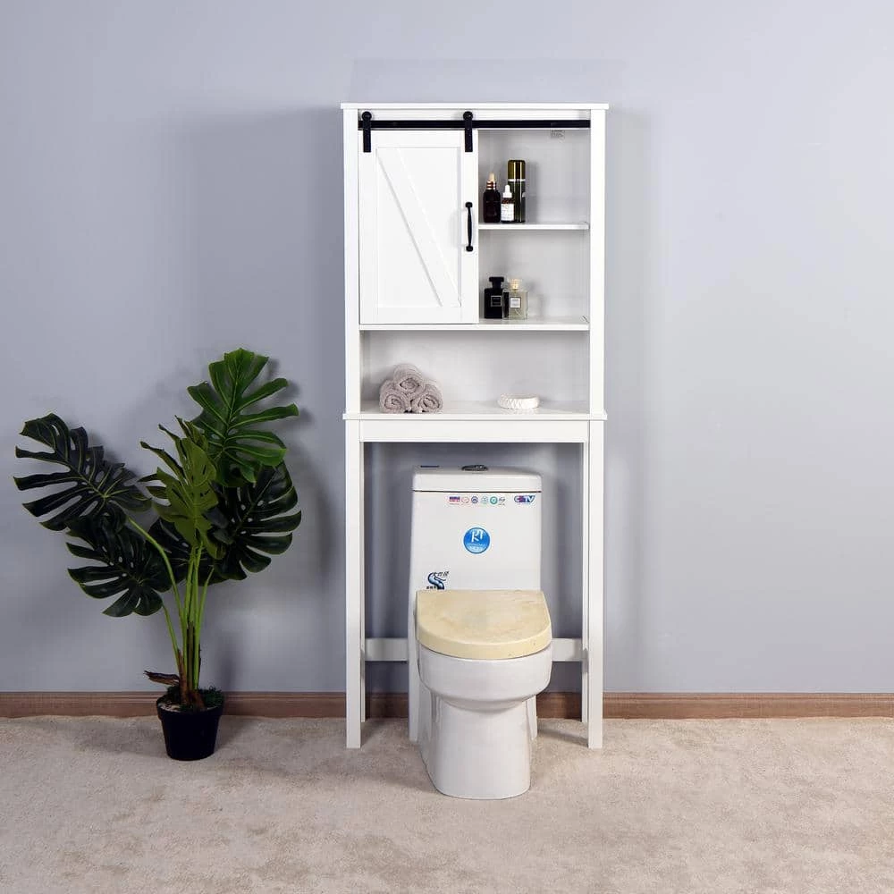Unbranded Ashland 27.16 in. W x 67 in. H x 9.06 in. D White Over-the-Toilet Storage 6 Unbranded Ashland 27.16 in. W x 67 in. H x 9.06 in. D White Over-the-Toilet Storage - Image 4