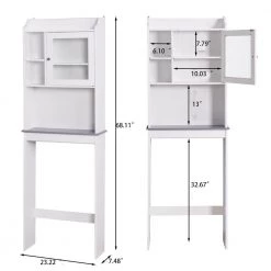 Unbranded 23.22 in. W x 68.11 in. H x 7.48 in. D White Over-the-Toilet Storage Cabinet 11 Unbranded 23.22 in. W x 68.11 in. H x 7.48 in. D White Over-the-Toilet Storage Cabinet -Toilet Storage Shop white over the toilet storage cuu7040332 1f 1000