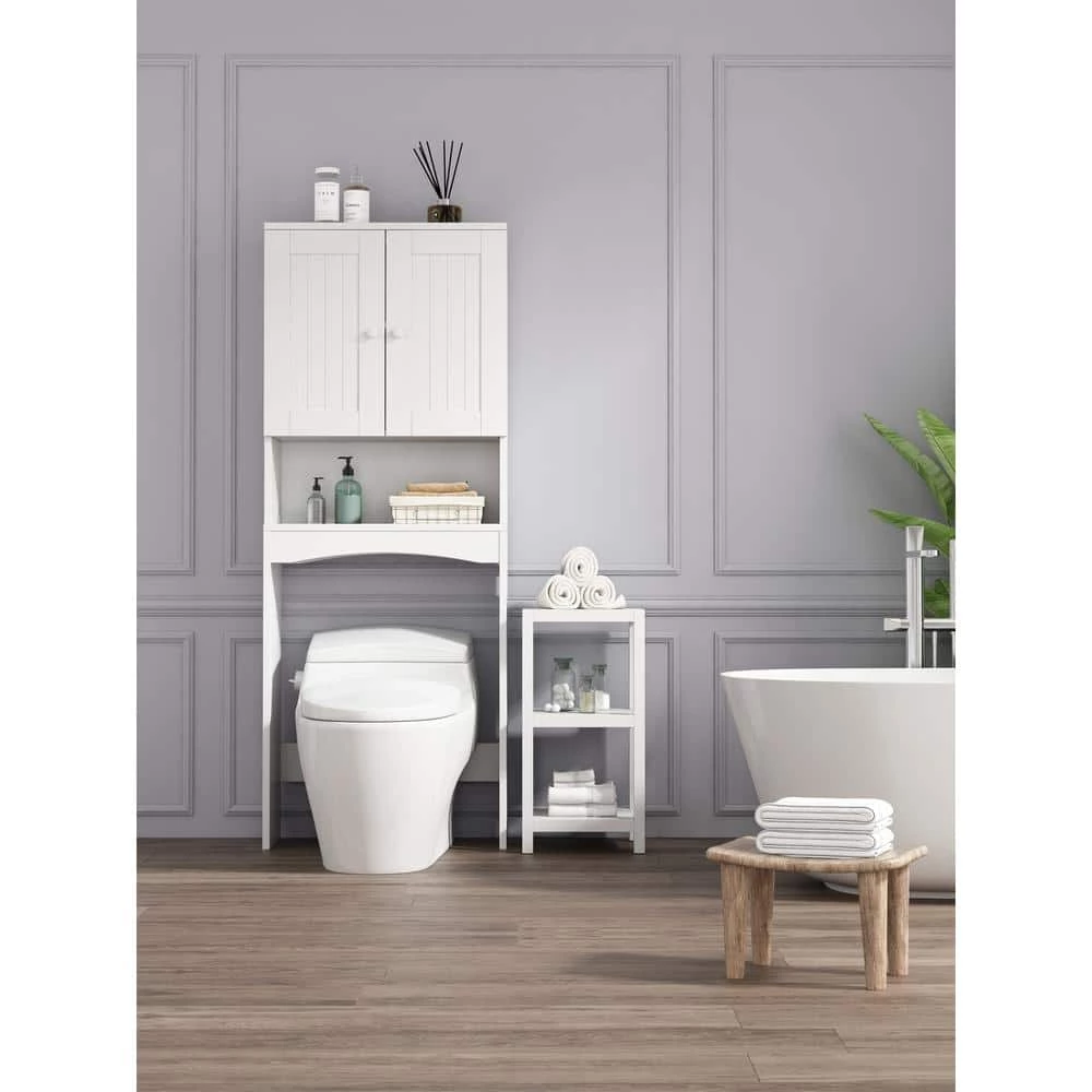 FORCLOVER 23.6 in. W x 61.8 in. H x 9 in. D White Over-the-Toilet Storage 10 FORCLOVER 23.6 in. W x 61.8 in. H x 9 in. D White Over-the-Toilet Storage - Image 8
