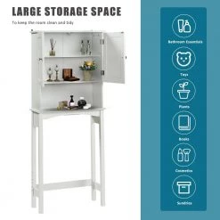 Maincraft 23.6 in. W x 62 in. H x 8.9 in. D White MDF Over-the-Toilet Storage with Adjustable Shelf -Toilet Storage Shop white over the toilet storage hhk 194550aak 4f 1000