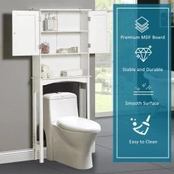 Maincraft 23.6 in. W x 62 in. H x 8.9 in. D White MDF Over-the-Toilet Storage with Adjustable Shelf -Toilet Storage Shop white over the toilet storage hhk 194550aak 76 1000