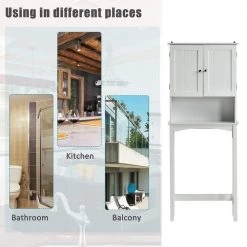 Maincraft 23.6 in. W x 62 in. H x 8.9 in. D White MDF Over-the-Toilet Storage with Adjustable Shelf -Toilet Storage Shop white over the toilet storage hhk 194550aak fa 1000