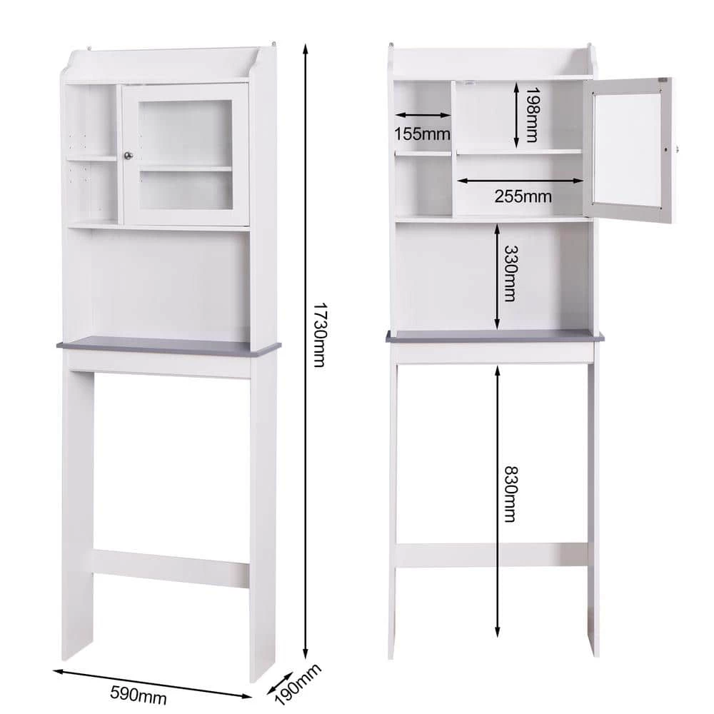 Maincraft 23.22 in. W x 68.11 in. H x 7.5 in. D White MDF Over-the-Toilet Storage 5 Maincraft 23.22 in. W x 68.11 in. H x 7.5 in. D White MDF Over-the-Toilet Storage - Image 3