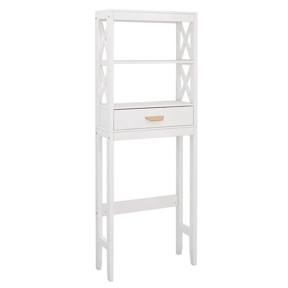 Hooseng Elegy 23.62 in. W x 7.87 in. D x 64.76 in. H White MDF Over-the-Toilet Storage in White 3 Hooseng Elegy 23.62 in. W x 7.87 in. D x 64.76 in. H White MDF Over-the-Toilet Storage in White