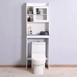 Hooseng Maniere 23.23 in. W x 68.11 in. H x 7.48 in. D White MDF Over-the-Toilet Storage in White -Toilet Storage Shop white over the toilet storage kimw409315651 40 1000