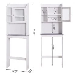 Hooseng Maniere 23.23 in. W x 68.11 in. H x 7.48 in. D White MDF Over-the-Toilet Storage in White -Toilet Storage Shop white over the toilet storage kimw409315651 4f 1000
