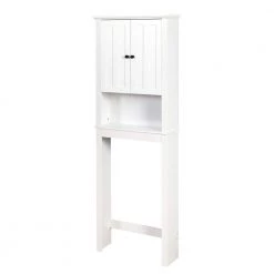 Hooseng Gypsus 23.6 in. W x 67.3 in. H x 7.7 in. D White MDF Over-the-Toilet Storage