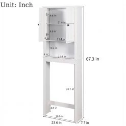 Hooseng Gypsus 23.6 in. W x 67.3 in. H x 7.7 in. D White MDF Over-the-Toilet Storage 17 Hooseng Gypsus 23.6 in. W x 67.3 in. H x 7.7 in. D White MDF Over-the-Toilet Storage -Toilet Storage Shop white over the toilet storage kimw409356191 76 1000
