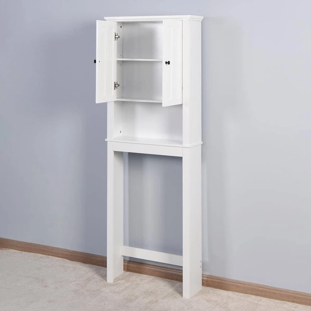 Hooseng Gypsus 23.6 in. W x 67.3 in. H x 7.7 in. D White MDF Over-the-Toilet Storage 5 Hooseng Gypsus 23.6 in. W x 67.3 in. H x 7.7 in. D White MDF Over-the-Toilet Storage - Image 3