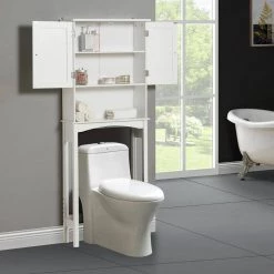 Polibi 23.6 in. W x 62 in. H x 8.9 in. D White Over-the-Toilet Storage with Adjustable Shelf Collect Cabinet 20 Polibi 23.6 in. W x 62 in. H x 8.9 in. D White Over-the-Toilet Storage with Adjustable Shelf Collect Cabinet -Toilet Storage Shop white over the toilet storage rs 236wots 31 1000