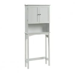 Polibi 23.6 in. W x 62 in. H x 8.9 in. D White Over-the-Toilet Storage with Adjustable Shelf Collect Cabinet