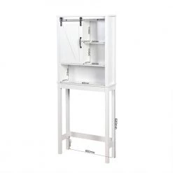 Unbranded 27.16 in. W x 66.92 in. H x 9.05 in. D White Over-the-Toilet Storage with Adjustable Shelves and A-Barn Door -Toilet Storage Shop white over the toilet storage sxb935622 31 1000
