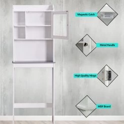 FORCLOVER 23.22 in. W x 68 in. H x 7.5 in. D White Wood Modern Over-the-Toilet Storage in White -Toilet Storage Shop white over the toilet storage tuemfzh09 1d 1000