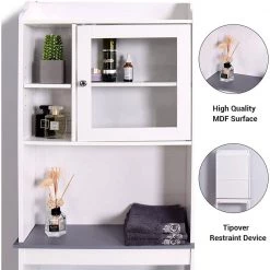 FORCLOVER 23.22 in. W x 68 in. H x 7.5 in. D White Wood Modern Over-the-Toilet Storage in White -Toilet Storage Shop white over the toilet storage tuemfzh09 66 1000