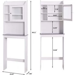 FORCLOVER 23.22 in. W x 68 in. H x 7.5 in. D White Wood Modern Over-the-Toilet Storage in White -Toilet Storage Shop white over the toilet storage tuemfzh09 c3 1000