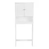 FORCLOVER 26 in. W x 61.8 in. H x 10 in. D White Over-the-Toilet Storage Bathroom Space Saver with Double Doors