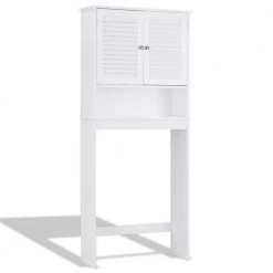 FORCLOVER 26 in. W x 61.8 in. H x 10 in. D White Over-the-Toilet Storage Bathroom Space Saver with Double Doors 15 FORCLOVER 26 in. W x 61.8 in. H x 10 in. D White Over-the-Toilet Storage Bathroom Space Saver with Double Doors -Toilet Storage Shop white over the toilet storage w126 h66h fa 1000