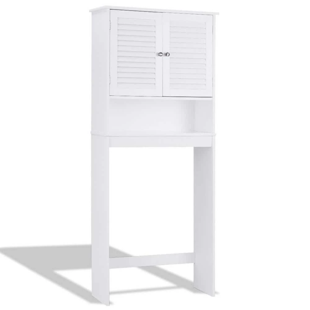 FORCLOVER 26 in. W x 61.8 in. H x 10 in. D White Over-the-Toilet Storage Bathroom Space Saver with Double Doors 9 FORCLOVER 26 in. W x 61.8 in. H x 10 in. D White Over-the-Toilet Storage Bathroom Space Saver with Double Doors - Image 7
