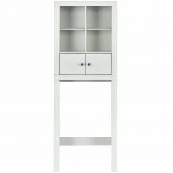 FORCLOVER 24 in. W x 65 in. H x 8 in. D White Bathroom Over-the-Toilet Storage Bathroom Space Saver with Adjustable Shelf