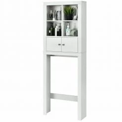 FORCLOVER 24 in. W x 65 in. H x 8 in. D White Bathroom Over-the-Toilet Storage Bathroom Space Saver with Adjustable Shelf -Toilet Storage Shop white over the toilet storage w183 h66h fa 1000