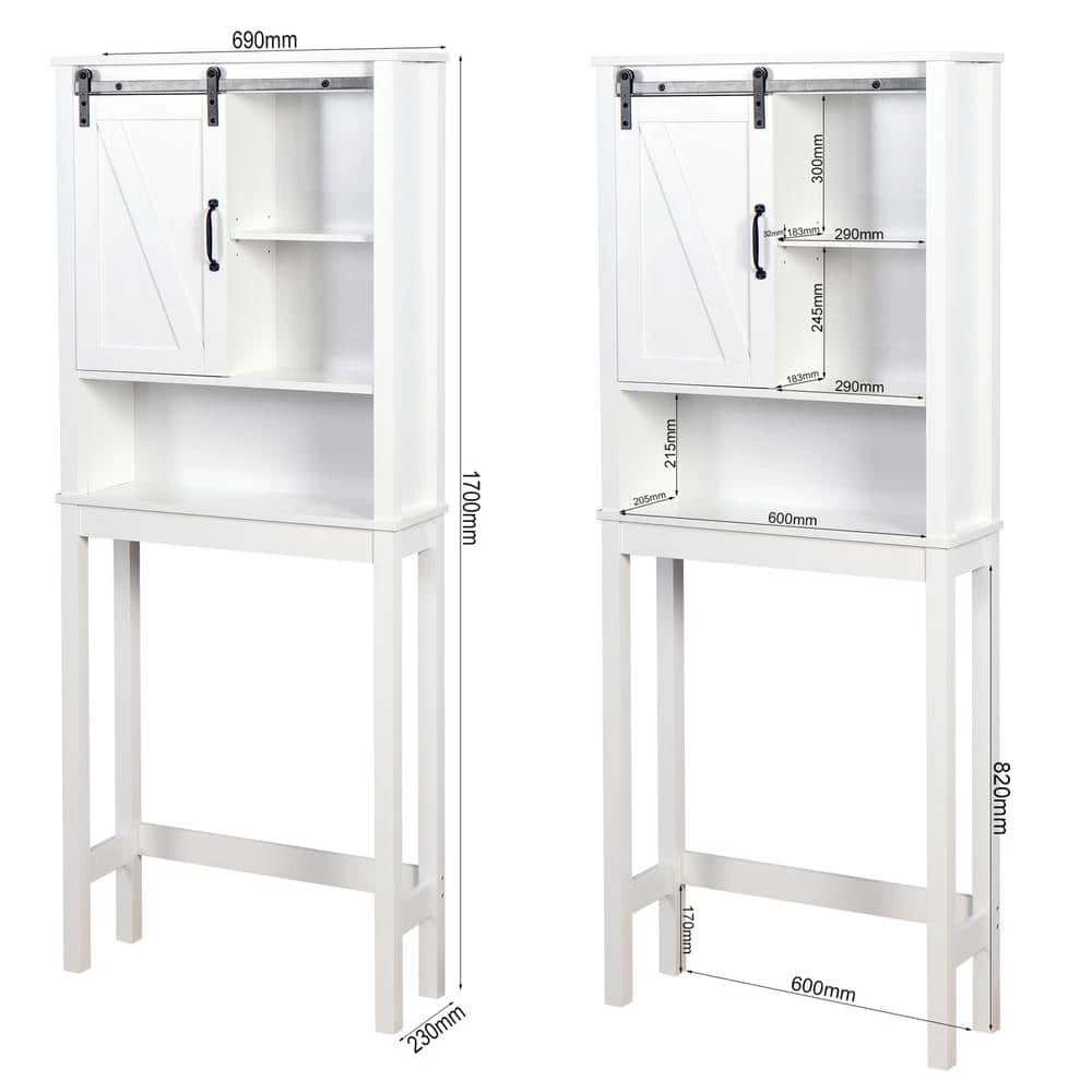 Unbranded Albie 27.16 in. W x 67 in. H x 9.06 in. D White MDF Over-the-Toilet Storage in White 9 Unbranded Albie 27.16 in. W x 67 in. H x 9.06 in. D White MDF Over-the-Toilet Storage in White - Image 7
