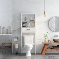 Unbranded Petrin 23.62 in. W x 64.76 in. H x 7.87 in. D White MDF Over-the-Toilet Storage in White -Toilet Storage Shop white over the toilet storage yxx x015 d4 1000