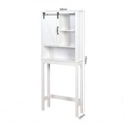 Unbranded 27.16 in. W x 66.93 in. H x 9.06 in. D White Over-the-Toilet Storage with Adjustable Shelves and A Barn Door -Toilet Storage Shop white over the toilet storage zh cyw4 5622 44 1000