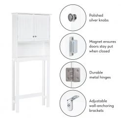 RiverRidge Home Ashland 27.44 in. W x 64.88 in. H x 7.81 in. D White Over-the-Toilet Storage 16 RiverRidge Home Ashland 27.44 in. W x 64.88 in. H x 7.81 in. D White Over-the-Toilet Storage -Toilet Storage Shop white riverridge home over the toilet storage 06 090 1d 1000