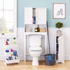 RiverRidge Home Ashland 27.44 in. W x 64.88 in. H x 7.81 in. D White Over-the-Toilet Storage 25 RiverRidge Home Ashland 27.44 in. W x 64.88 in. H x 7.81 in. D White Over-the-Toilet Storage -Toilet Storage Shop white riverridge home over the toilet storage 06 090 31 1000