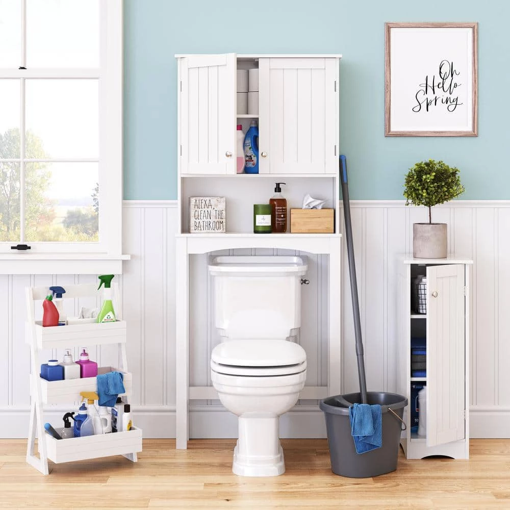 RiverRidge Home Ashland 27.44 in. W x 64.88 in. H x 7.81 in. D White Over-the-Toilet Storage 14 RiverRidge Home Ashland 27.44 in. W x 64.88 in. H x 7.81 in. D White Over-the-Toilet Storage - Image 12