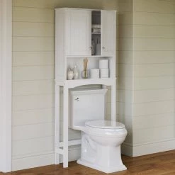 RiverRidge Home Ashland 27.44 in. W x 64.88 in. H x 7.81 in. D White Over-the-Toilet Storage 19 RiverRidge Home Ashland 27.44 in. W x 64.88 in. H x 7.81 in. D White Over-the-Toilet Storage -Toilet Storage Shop white riverridge home over the toilet storage 06 090 c3 1000
