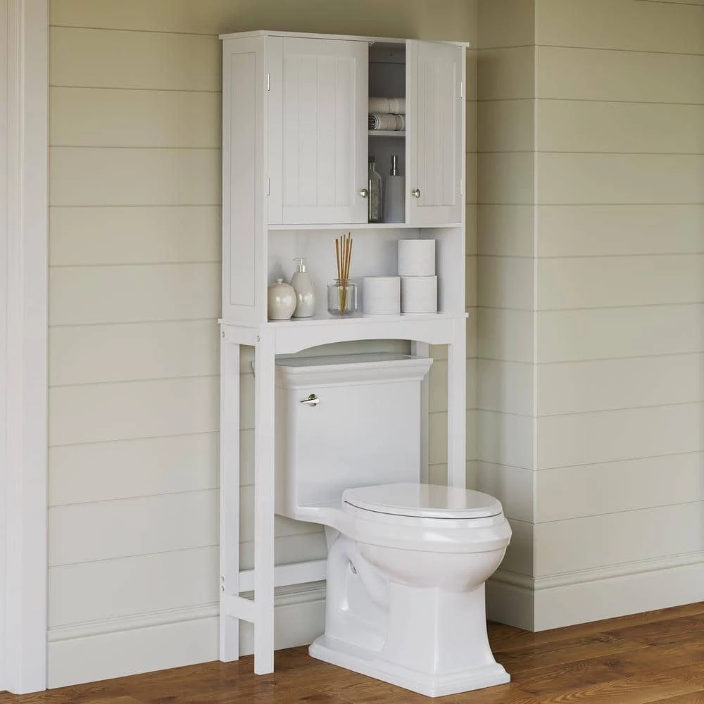 RiverRidge Home Ashland 27.44 in. W x 64.88 in. H x 7.81 in. D White Over-the-Toilet Storage 8 RiverRidge Home Ashland 27.44 in. W x 64.88 in. H x 7.81 in. D White Over-the-Toilet Storage - Image 6