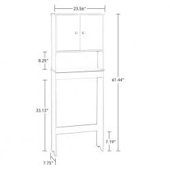 RiverRidge Home Medford Collection 23.56 in. W x 61.44 in. H x 7.75 in. D White Over-the-Toilet Storage -Toilet Storage Shop white riverridge home over the toilet storage 06 104 1f 1000