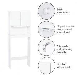 RiverRidge Home Medford Collection 23.56 in. W x 61.44 in. H x 7.75 in. D White Over-the-Toilet Storage -Toilet Storage Shop white riverridge home over the toilet storage 06 104 76 1000