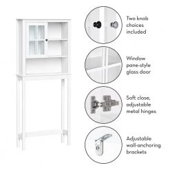 RiverRidge Home Danbury 27.44 in. W x 63.75 in. H x 7.75 in. D Space Saver in White -Toilet Storage Shop white riverridge home over the toilet storage 06 169 76 1000