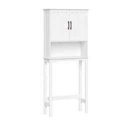 RiverRidge Home Monroe 27.38 in. W x 9.19 in. D x 63.75 in. H Over-the-Toilet Storage in White