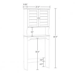 RiverRidge Home Brookfield 27.38 in. W x 64.38 in. H x 9.25 in. D White MDF Over-the-Toilet Storage -Toilet Storage Shop white riverridge home over the toilet storage 06 197 1f 1000