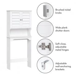 RiverRidge Home Brookfield 27.38 in. W x 64.38 in. H x 9.25 in. D White MDF Over-the-Toilet Storage -Toilet Storage Shop white riverridge home over the toilet storage 06 197 40 1000