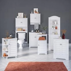 RiverRidge Home Brookfield 27.38 in. W x 64.38 in. H x 9.25 in. D White MDF Over-the-Toilet Storage -Toilet Storage Shop white riverridge home over the toilet storage 06 197 4f 1000