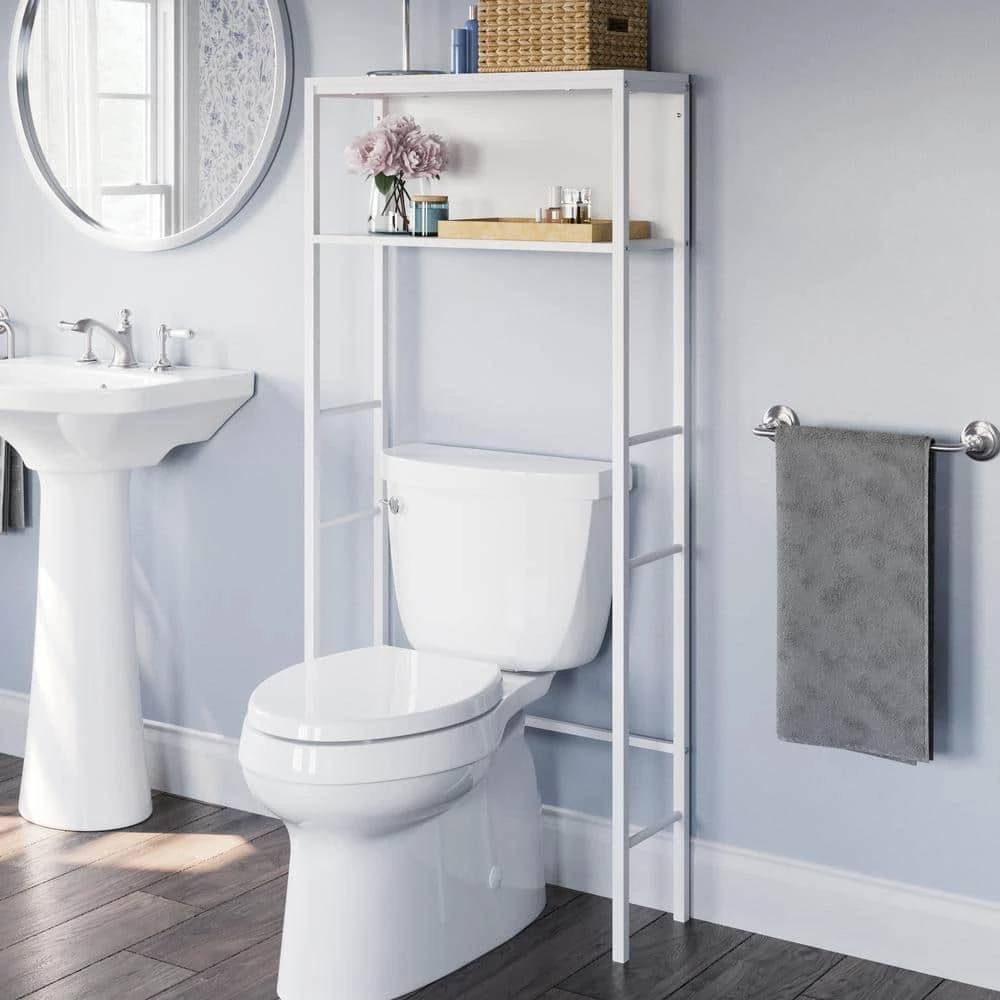 SAUDER North Avenue 25.197 in. W x 56.89 in. H x 9.331 in. D White Over-the Toilet Storage Etagere 9 SAUDER North Avenue 25.197 in. W x 56.89 in. H x 9.331 in. D White Over-the Toilet Storage Etagere - Image 7