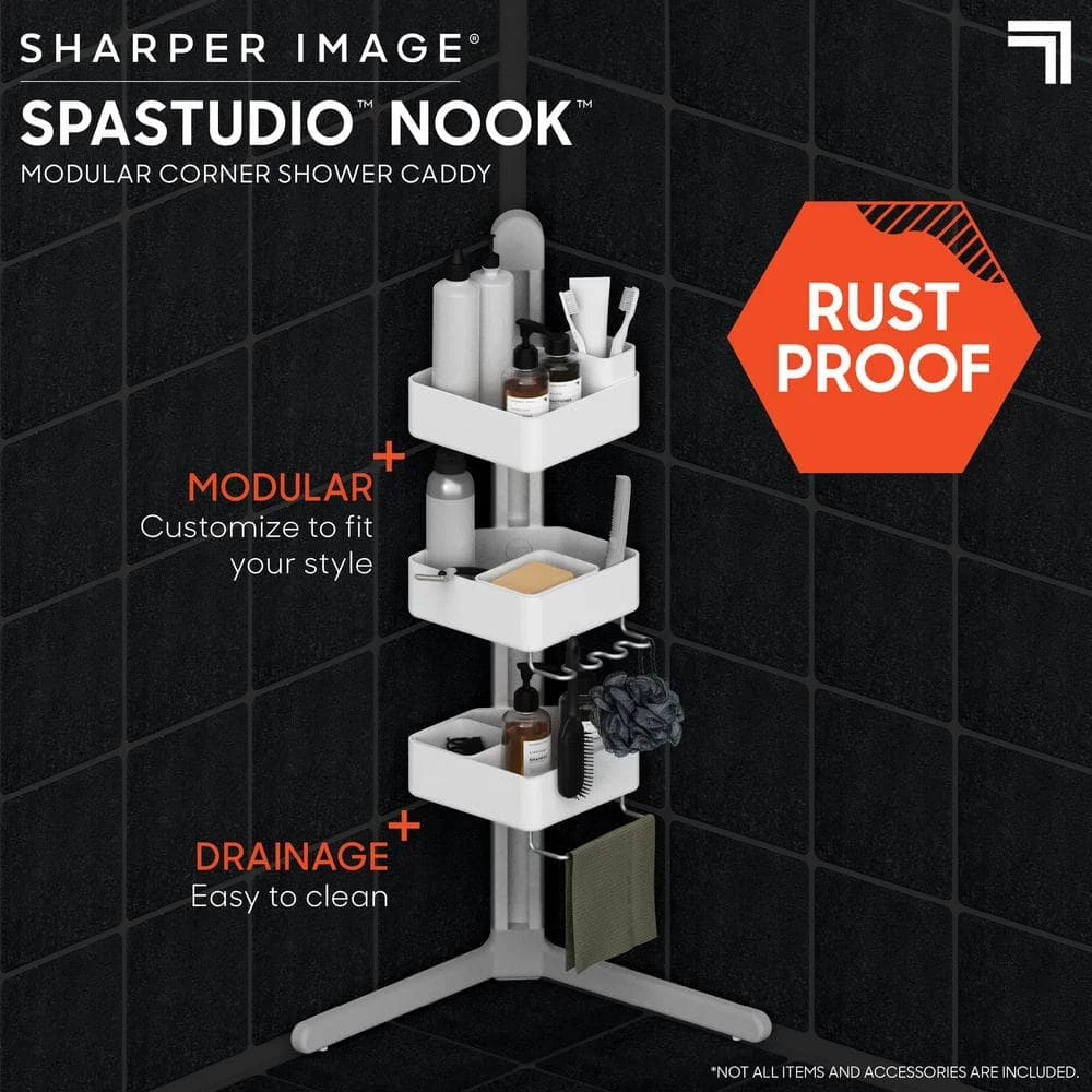 Sharper Image 3-Tier Adjustable Shower Caddy Corner 4 Sharper Image 3-Tier Adjustable Shower Caddy Corner - Image 2