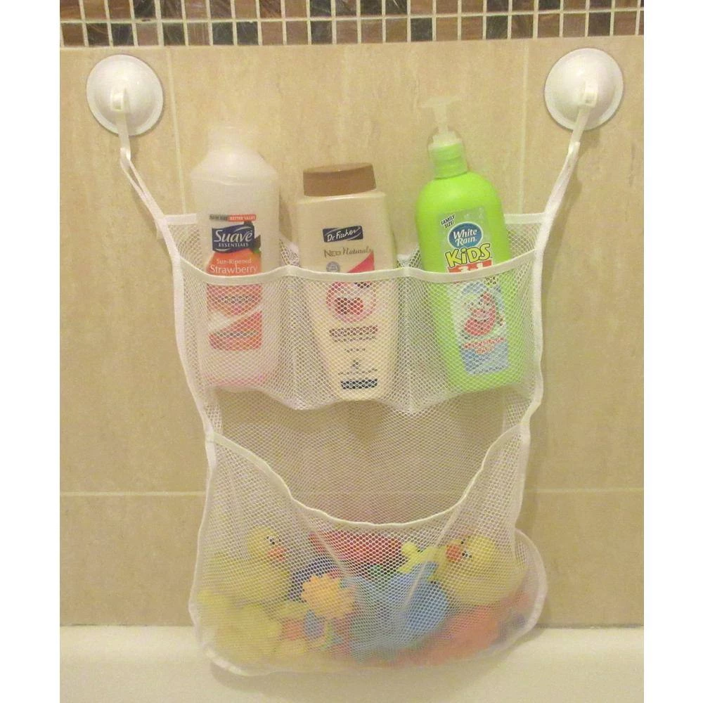 Unbranded Basicwise 4-Section White Bath Toy Organizer with 2-Bonus Super Strong Hook Suction Cups 4 Unbranded Basicwise 4-Section White Bath Toy Organizer with 2-Bonus Super Strong Hook Suction Cups - Image 2