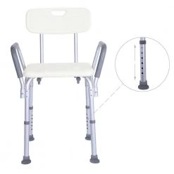Winado Adjustable Medical Shower Chair Bath Bench Stool Tub Seat with Armrest Back in White -Toilet Storage Shop white shower seats 254950176920 c3 1000