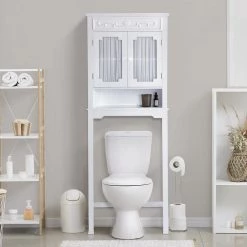 Teamson Home Lisbon 24 in. W x 67 in. H x 7.5 in. D White Wooden Over-the-Toilet Storage with Adjustable Shelf -Toilet Storage Shop white teamson home over the toilet storage dh 8007ba 31 1000