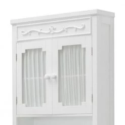 Teamson Home Lisbon 24 in. W x 67 in. H x 7.5 in. D White Wooden Over-the-Toilet Storage with Adjustable Shelf -Toilet Storage Shop white teamson home over the toilet storage dh 8007ba 44 1000
