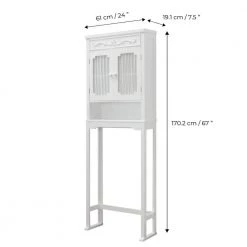 Teamson Home Lisbon 24 in. W x 67 in. H x 7.5 in. D White Wooden Over-the-Toilet Storage with Adjustable Shelf -Toilet Storage Shop white teamson home over the toilet storage dh 8007ba 4f 1000