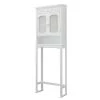 Teamson Home Lisbon 24 in. W x 67 in. H x 7.5 in. D White Wooden Over-the-Toilet Storage with Adjustable Shelf