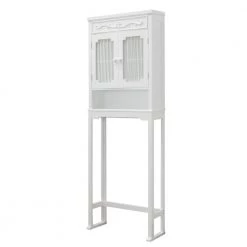 Teamson Home Lisbon 24 in. W x 67 in. H x 7.5 in. D White Wooden Over-the-Toilet Storage with Adjustable Shelf