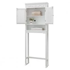 Teamson Home Lisbon 24 in. W x 67 in. H x 7.5 in. D White Wooden Over-the-Toilet Storage with Adjustable Shelf -Toilet Storage Shop white teamson home over the toilet storage dh 8007ba 76 1000