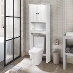 Tidoin 7.72 in. W x 67.32 in. H x 23.62 in. D White Over-the-Toilet Storage -Toilet Storage Shop white tidoin over the toilet storage zh ydw4 5619 31 1000